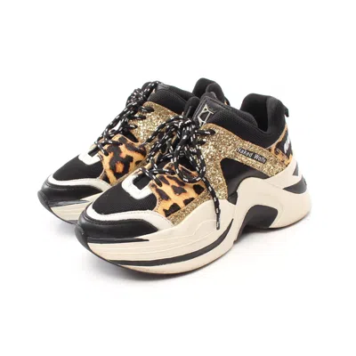 Naked Wolfe Track Leopard Sneakers Leopard Fabric Unborn Calf Leather Multicolor Sequin In Black
