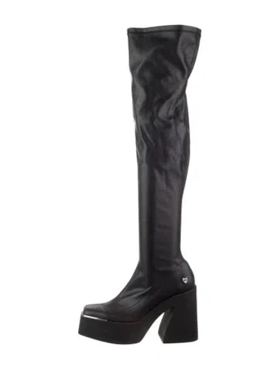 Pre-owned Naked Wolfe Vegan Leather Sock Boots In Black