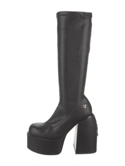 Pre-owned Naked Wolfe Vegan Leather Sock Boots In Black