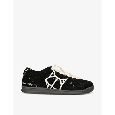 Naked Wolfe Womens Black Exposure Logo-embroidered Suede Low-top Trainers
