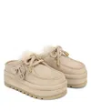 Naked Wolfe Blizzard Faux Fur-trimmed Platform Mules In Neutral