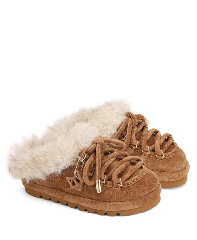 Naked Wolfe Harlow Suede Slippers In Brown