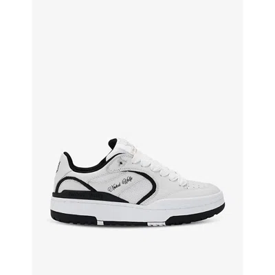 Naked Wolfe Ambition Brand-patch Low-top Leather Trainers In White/blk