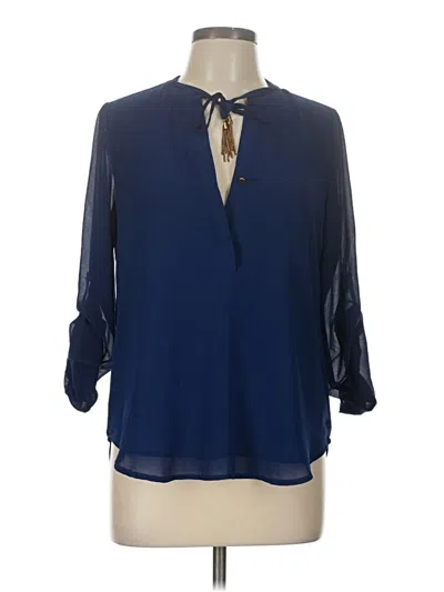 Pre-owned Naked Zebra 3/4 Sleeve Blouse In Blue
