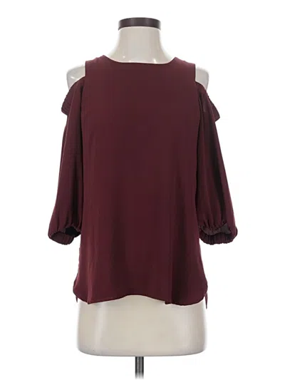 Pre-owned Naked Zebra 3/4 Sleeve Blouse In Burgundy