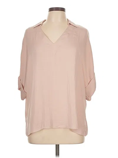 Pre-owned Naked Zebra 3/4 Sleeve Blouse In Tan