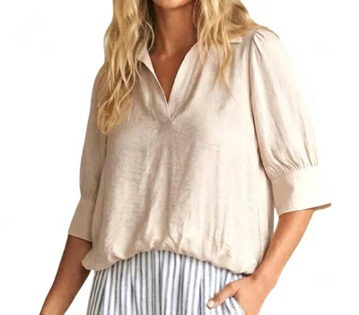 Naked Zebra 3/4 Sleeve Hi-lo Bubble Hem Blouse In Papyrus In Animal Print