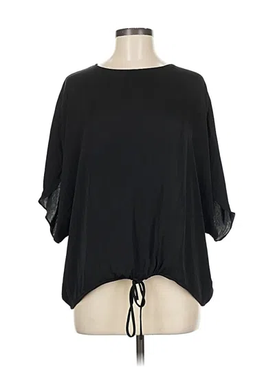 Pre-owned Naked Zebra 3/4 Sleeve Top Black Keyhole Neckline Tops