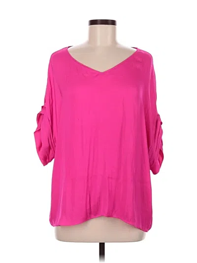 Pre-owned Naked Zebra 3/4 Sleeve Top Pink Cold Shoulder Neckline Tops