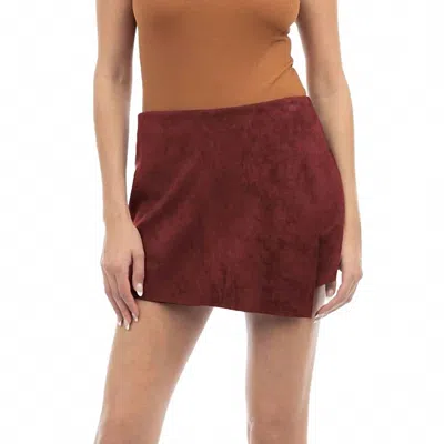 Naked Zebra Asymmetric Faux Suede Skort In Bordeaux In Burgundy