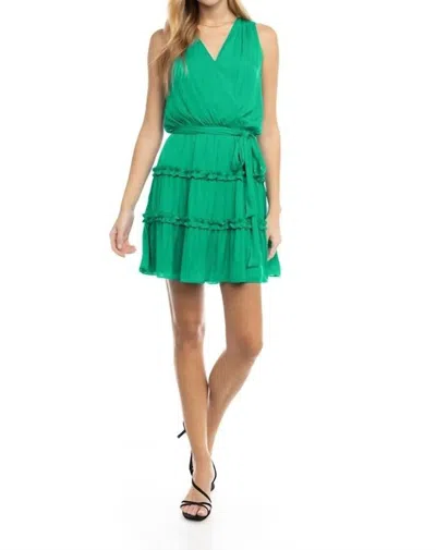 Naked Zebra Aurora Ruffle Tie Dress In Peridot In Green