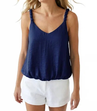 Naked Zebra Billowy Strap Accent Tank Top In Navy In Blue