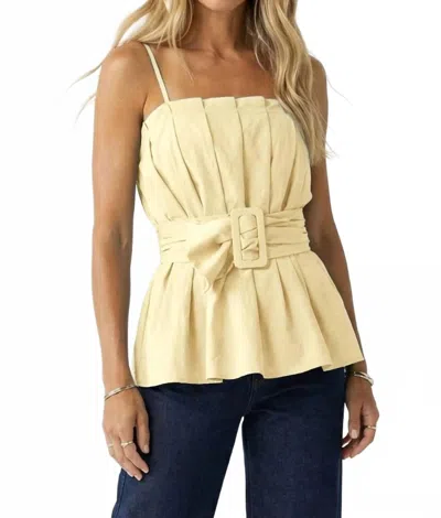 Naked Zebra Buckle Pleated Sleeveless Top In Pale Banana In Multi