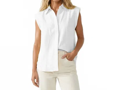 Naked Zebra Cap Sleeve Hidden Placket Blouse In Off White