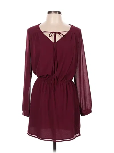 Pre-owned Naked Zebra Casual Dress In Burgundy