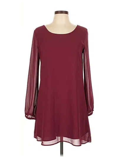 Pre-owned Naked Zebra Casual Dress In Burgundy