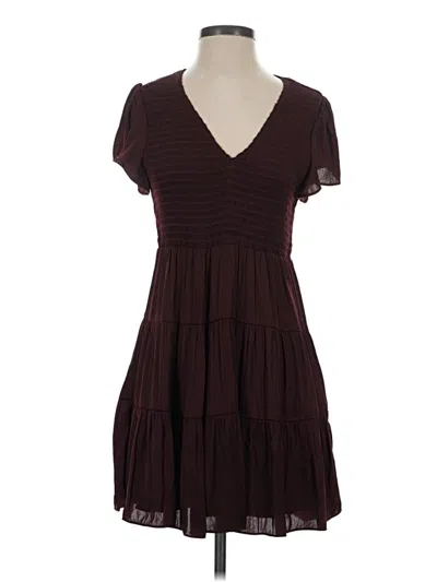 Pre-owned Naked Zebra Casual Dress In Burgundy