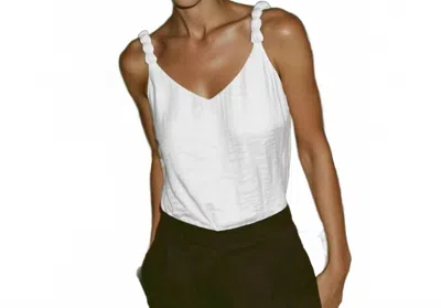 Naked Zebra Classic V-neck Tank Top With Strap Accent In Off White