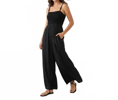 Naked Zebra Cord Detail Smocking Jumpsuit In Black