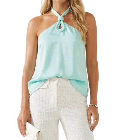 Naked Zebra Cord Keyhole Sleeveless Top In Fair Aqua In Blue