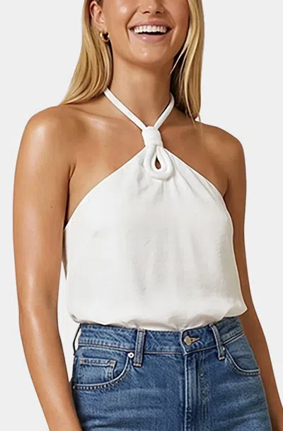 Naked Zebra Cord Keyhole Sleeveless Top In Off White