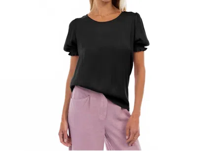 Naked Zebra Crew Neck Satin Blouse In Black