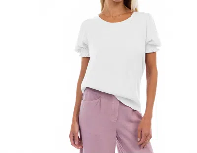 Naked Zebra Crew Neck Satin Blouse In White