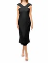 Naked Zebra Dia Drape Silky Midi Dess In Black In Black