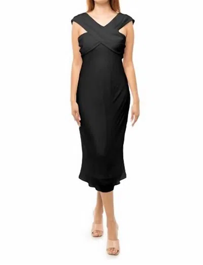 Naked Zebra Dia Drape Silky Midi Dess In Black