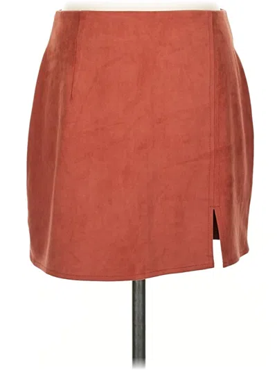 Pre-owned Naked Zebra Faux Leather Skirt In Brown