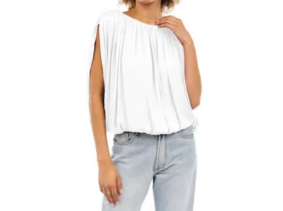 Naked Zebra Grecian Drape Bubble Blouse In Off White