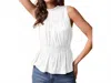 Naked Zebra High Neck Top In White In White