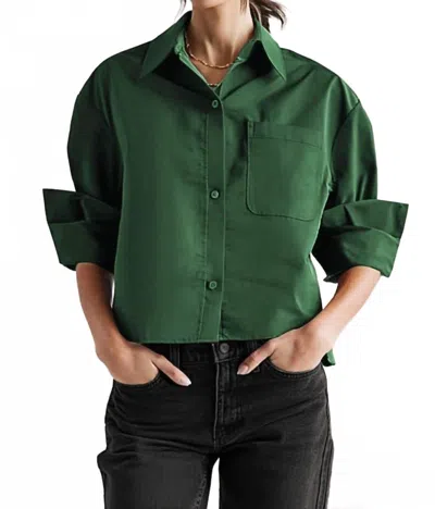 Naked Zebra Kelly Rolled Sleeve Blouse In Green