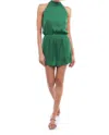 Naked Zebra Lace Trim Halter Romper In Jewel Green In Multi