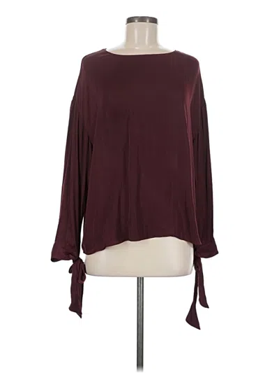 Pre-owned Naked Zebra Long Sleeve Blouse In Burgundy
