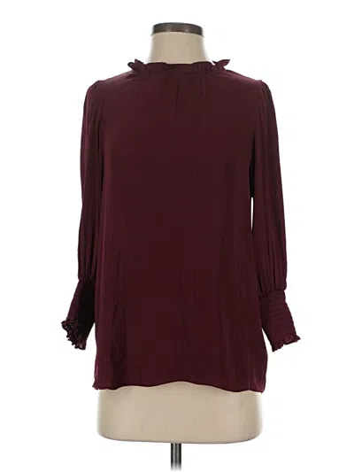 Pre-owned Naked Zebra Long Sleeve Blouse In Burgundy