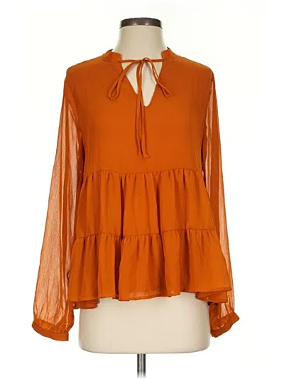 Pre-owned Naked Zebra Long Sleeve Blouse In Orange