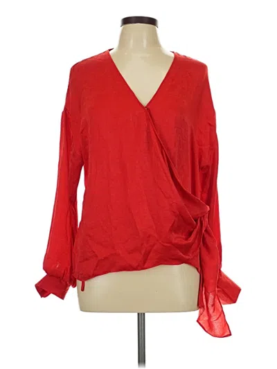 Naked Zebra Long Sleeve Blouse In Red