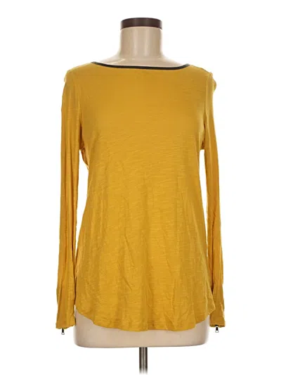 Pre-owned Naked Zebra Long Sleeve Top Yellow Boatneck Tops