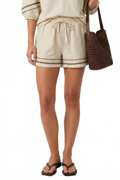 Naked Zebra Lulu Linen Shorts In Light Taupe In Multi