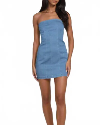Naked Zebra Marah Strapless Mini Dress In Denim In Multi