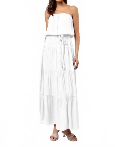 Naked Zebra Maxi Tiered Tube Dress With Elasticized Waist In Off White