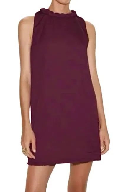 Naked Zebra Neckline Accent Mini Shift Dress In Wine In Burgundy