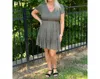 Naked Zebra Nevaeh Smocked Tiered Dress In Dusty Olive In Multi