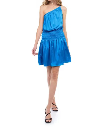 Naked Zebra One Shoulder Mini Dress In Ibiza In Blue