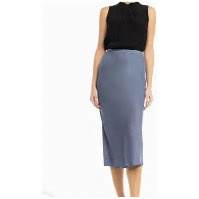Naked Zebra Satin Midi Skirt In Midnight Blue