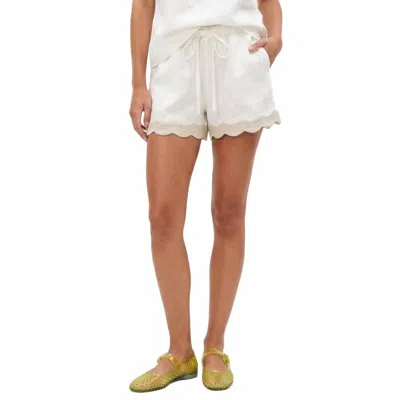 Naked Zebra Scallop Trim Linen Shorts In Off White In Neutral
