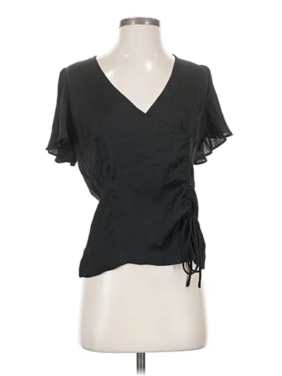 Pre-owned Naked Zebra Short Sleeve Blouse In Black
