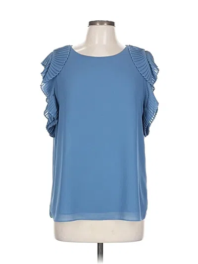 Pre-owned Naked Zebra Short Sleeve Blouse In Blue