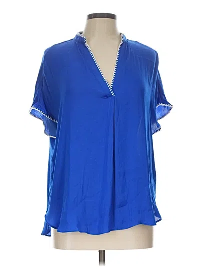 Pre-owned Naked Zebra Short Sleeve Blouse In Blue